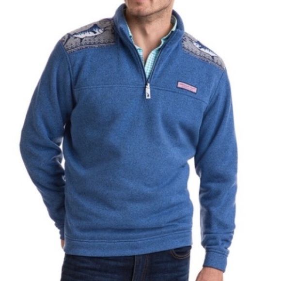 Vineyard Vines Men’s Sweater Blue Fair Isle Marlin Shep Pullover. Size Small - Picture 7 of 12